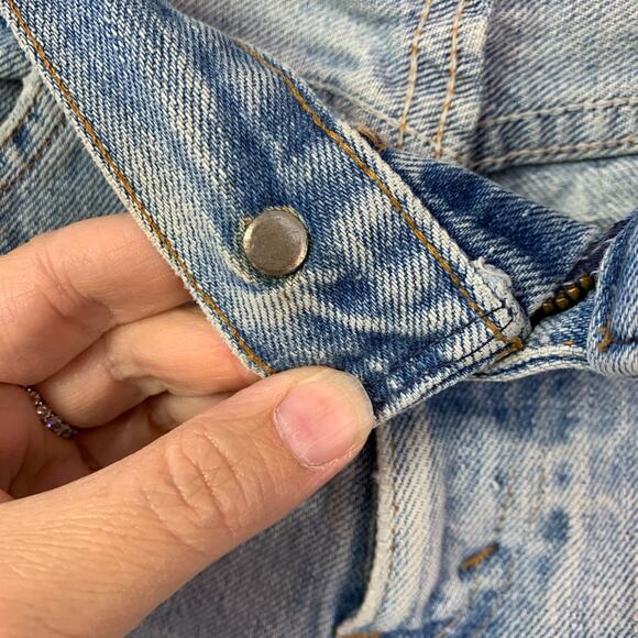 Vintage 70s Levis Flare Bell Bottom Blue Fringe Jeans Orange Tab Size 26 x 34 - Picture 8 of 12